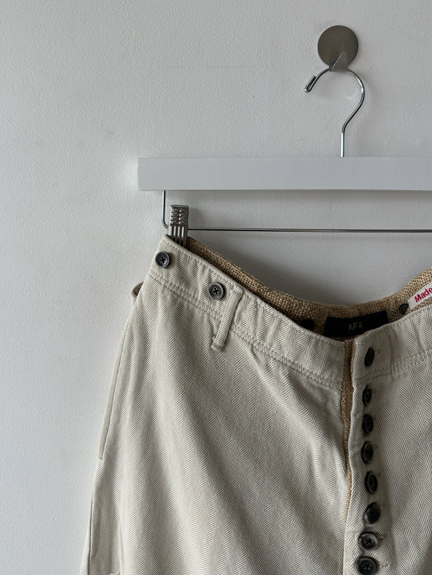 KAPITAL - 1990s LOW CROTCH  TROUSERS WITH WOVEN WAIST PANEL