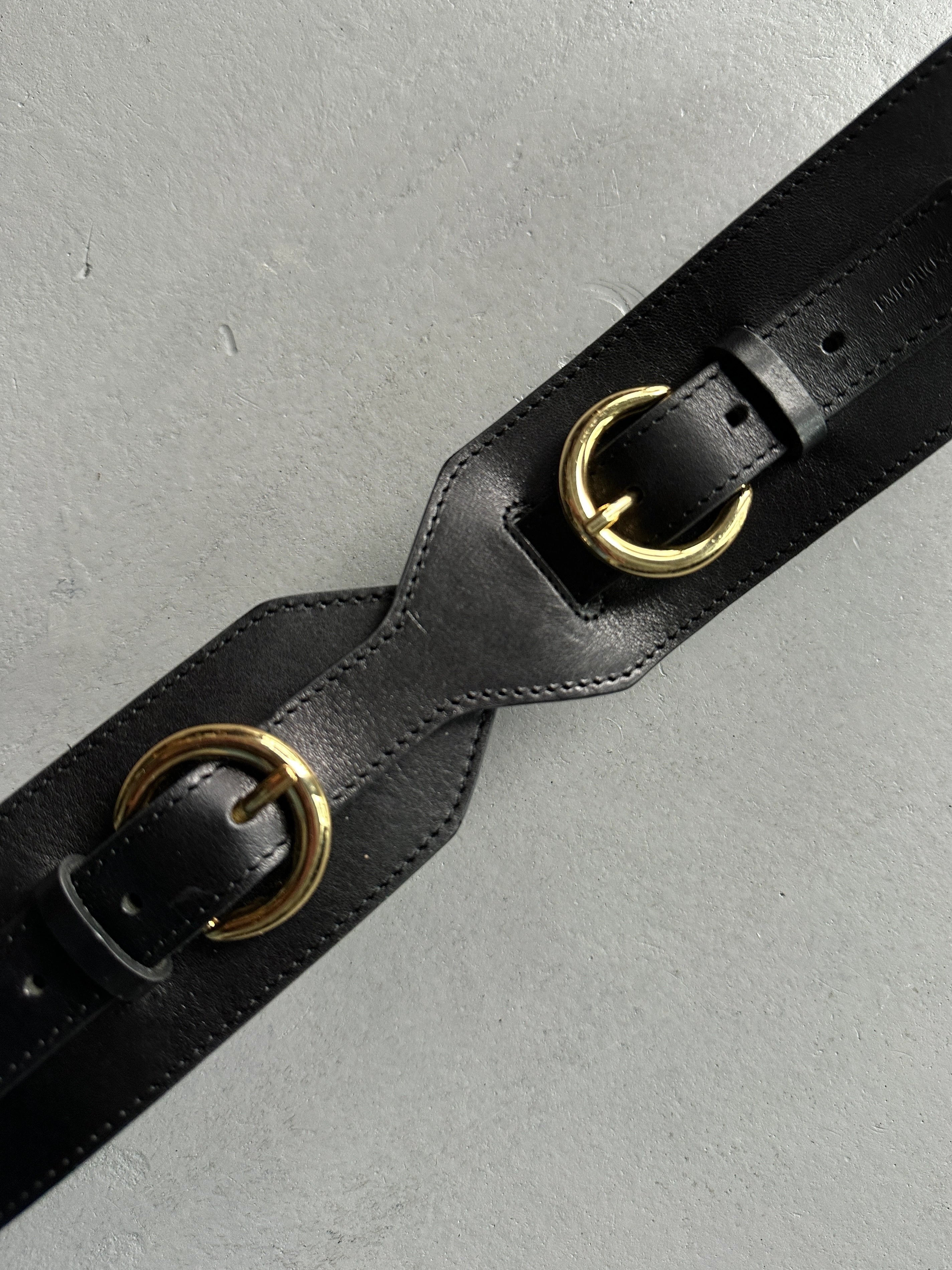 EMPORIO ARMANI  - 2000s DOUBLE BUCKLE WAIST BELT