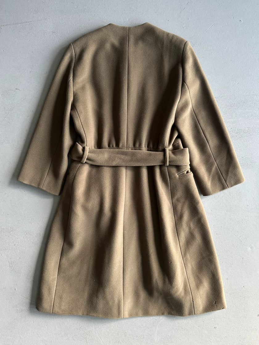 GIORGIO ARMANI - 1990s BELTED COLLARLESS COAT