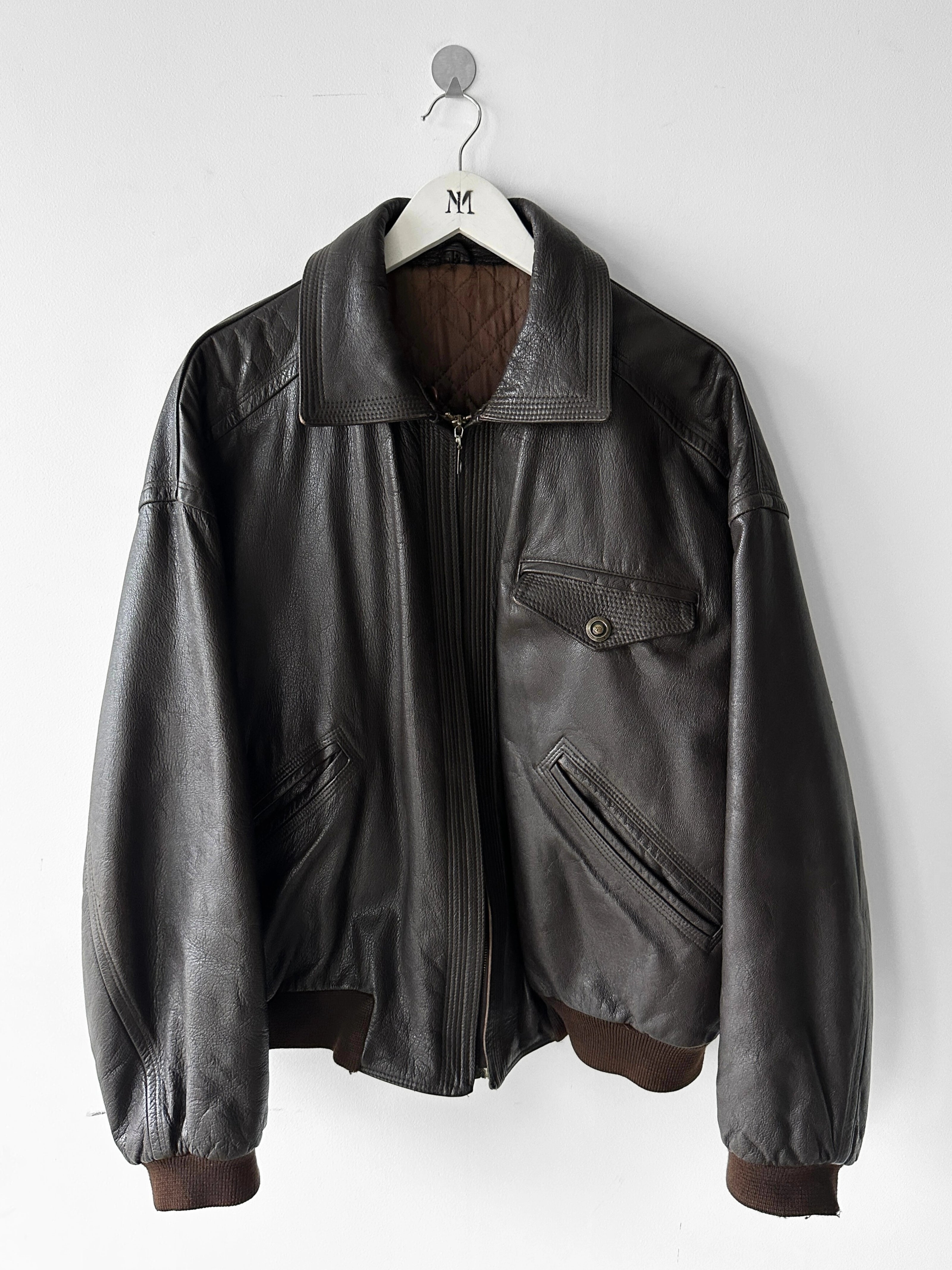 VERSACE - 1990S LEATHER BOMBER JACKET