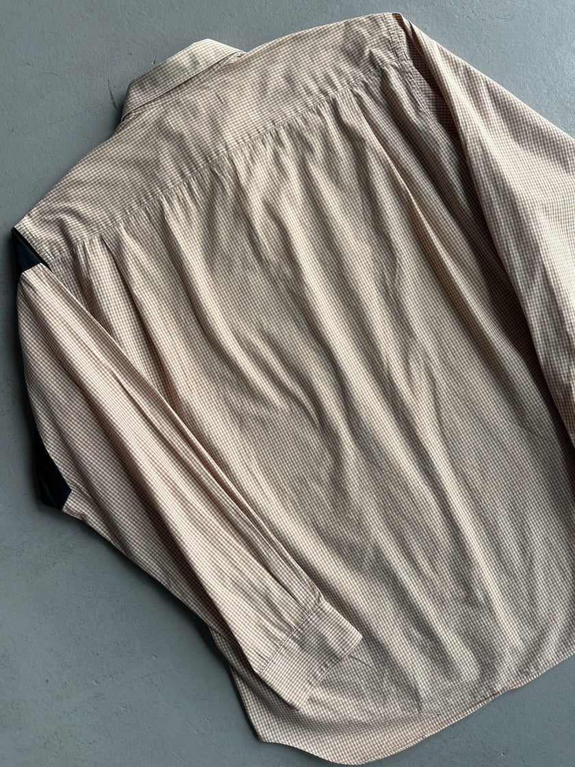 COMME DES GARÇONS SHIRT - F/W 2013 MICRO CHECK PATTERN SHIRT WITH OVERSIZED GRAPHIC AT FRONT