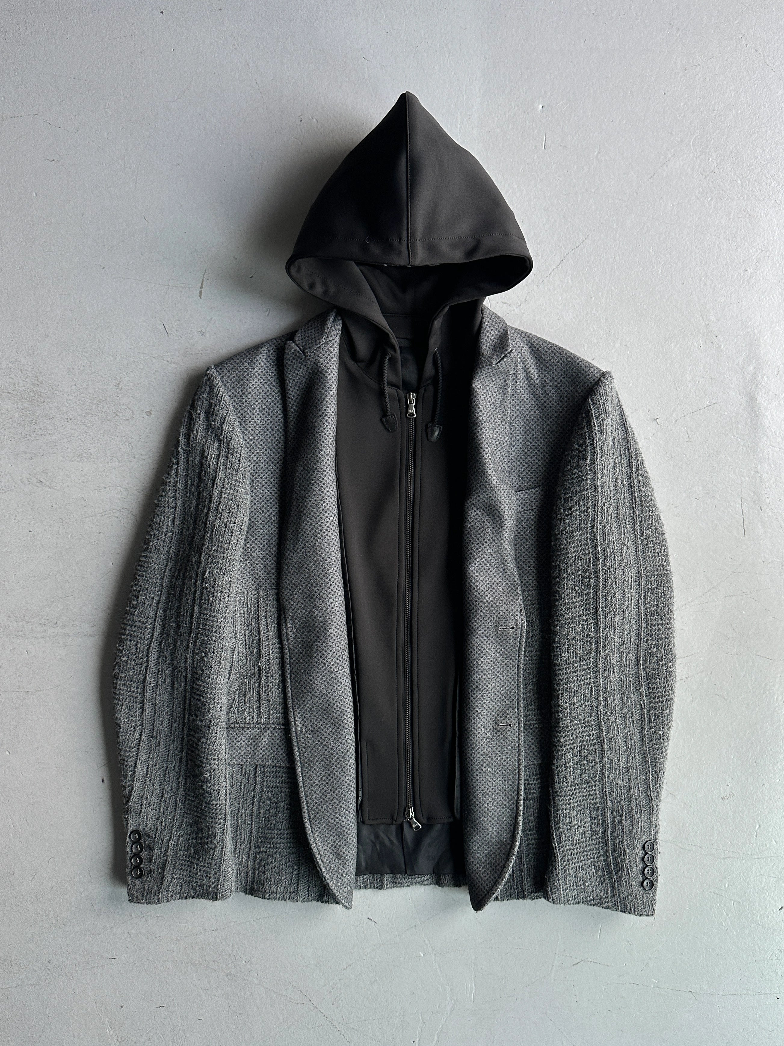 DANIELE ALESSANDRINI - 2000s SLIM FIT BLAZER WITH REMOVABLE HOOD PANEL