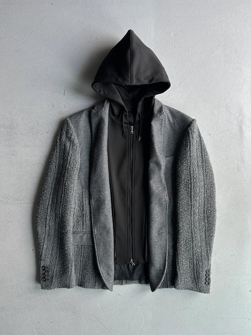 DANIELE ALESSANDRINI - 2000s SLIM FIT BLAZER WITH REMOVABLE HOOD PANEL