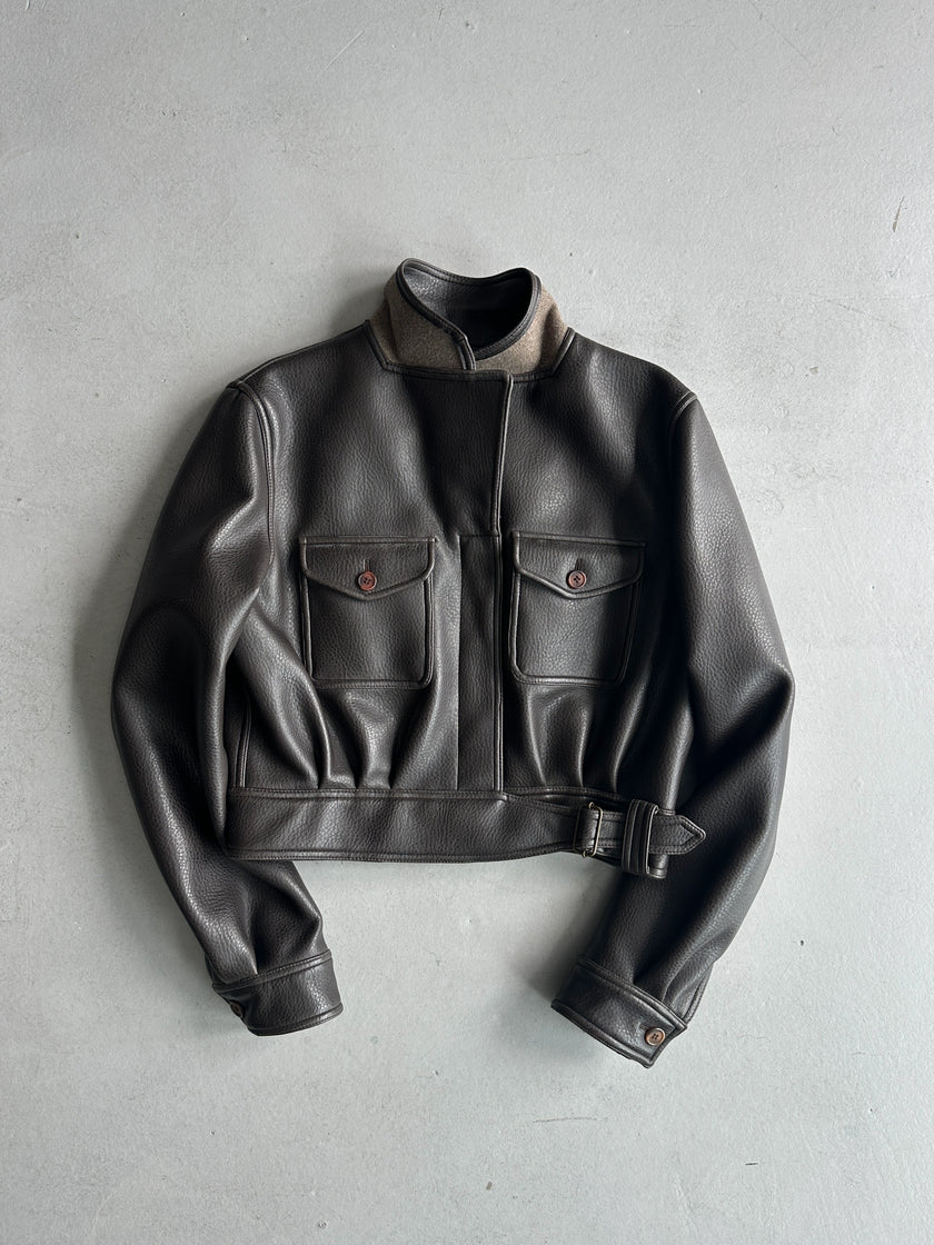 EMPORIO ARMANI - 1980s FAUX LEATHER CROPPED JACKET