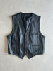 1980s BUTTONED LEATHER WAISTCOAT