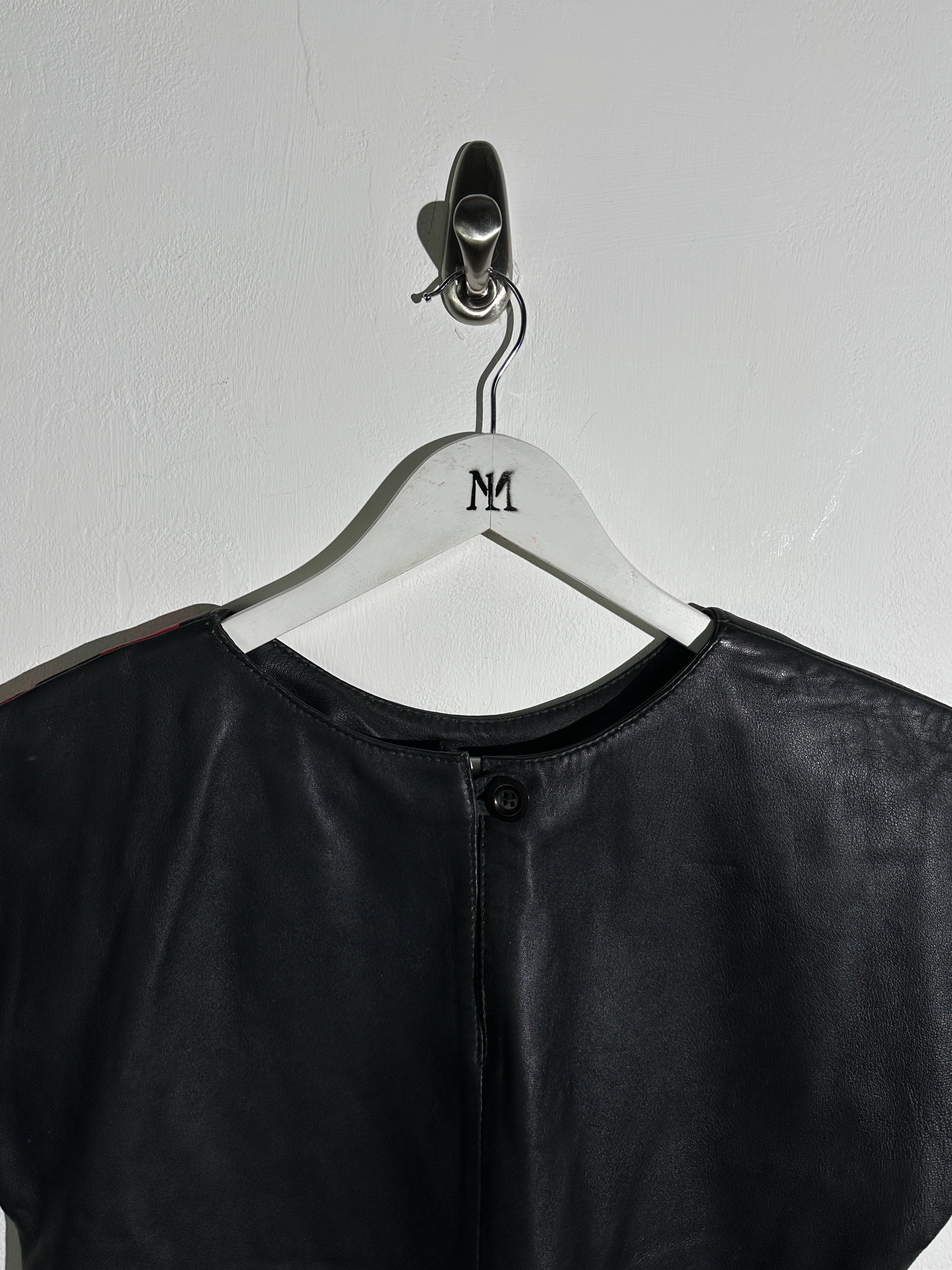 1980s LEATHER TOP WITH CONTRASTING FRONT