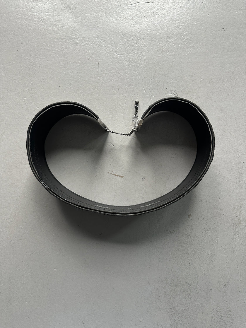 DIRK BIKKEMBERGS - S/S 1998 WIDE LEATHER BELT WITH METAL CHARM DETAIL