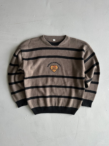 1990s STRIPED ROUND NECK KNIT JUMPER