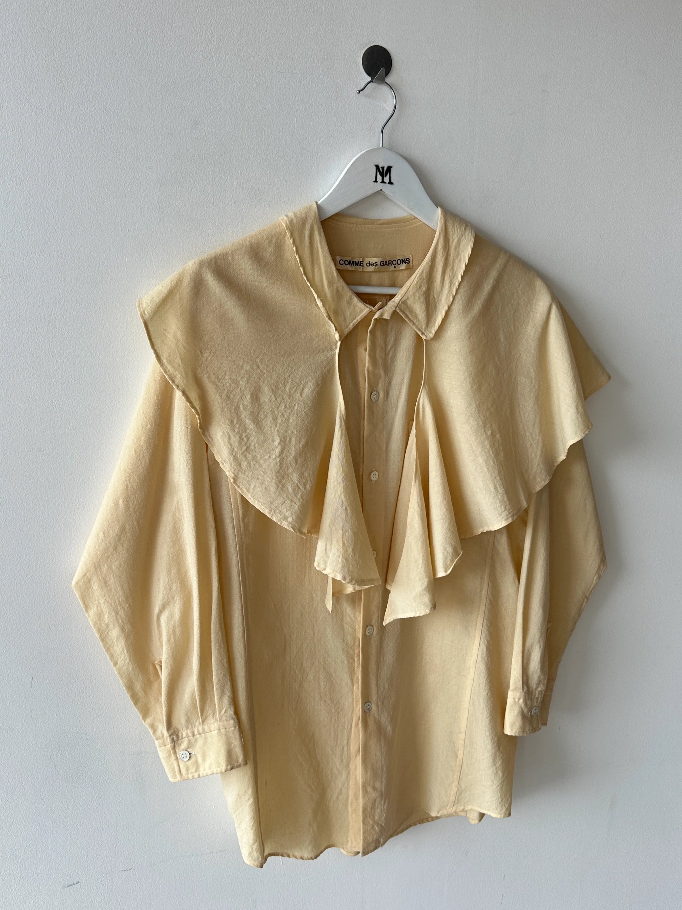 COMME DES GARÇONS -1980s ASYMMETRIC CAPE OVERLAY SHIRT