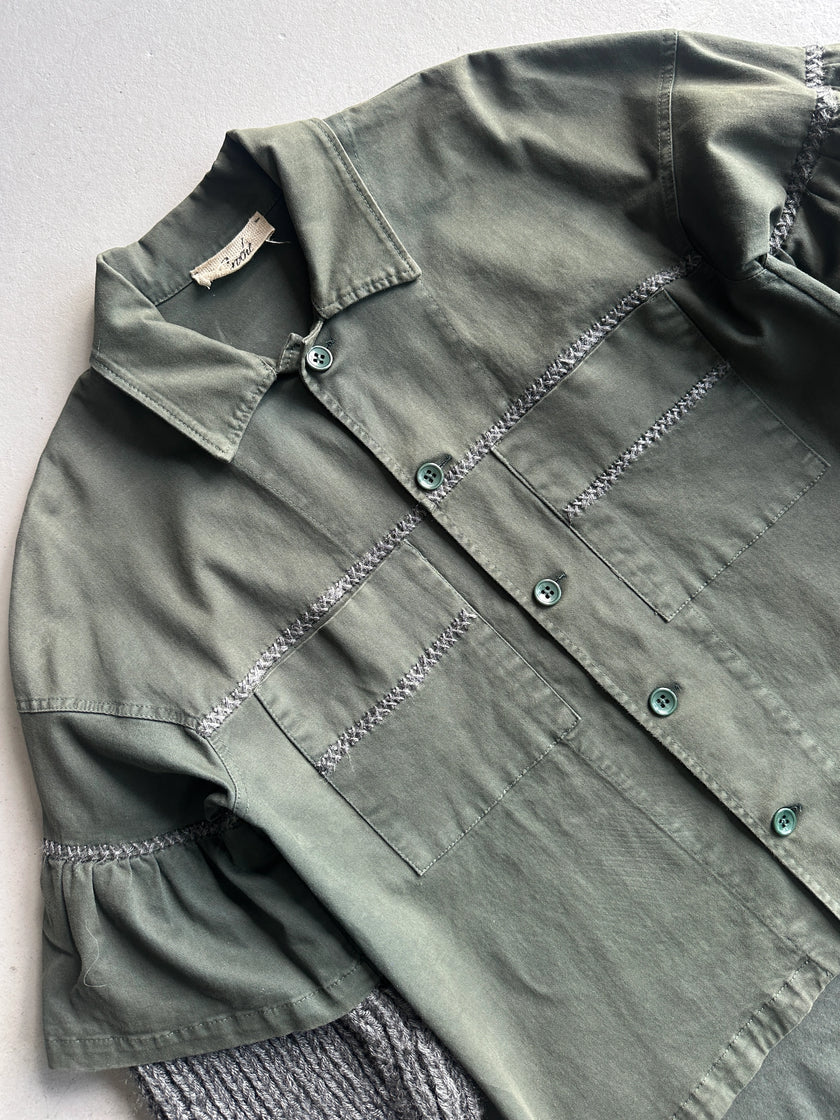 1990s ASYMMETRICAL SHIRT WITH WOOL LAYERED SLEEVE