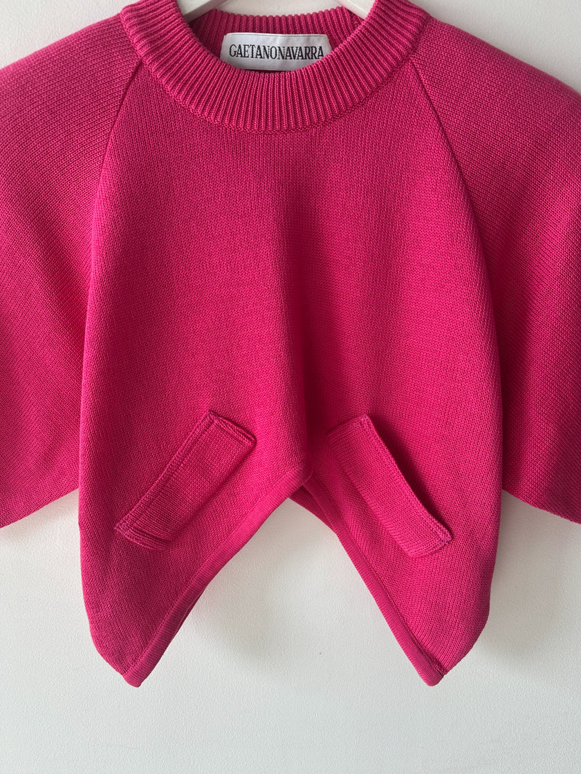 GAETANO NAVARRA - 1990s CROP FIT KNIT TOP WITH V CUT HEM