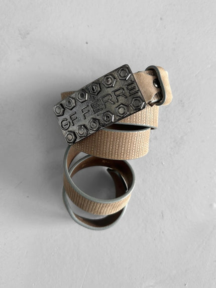 GIANFRANCO FERRÉ -  early 2000s WAXED LEATHER BELT WITH METAL BUCKLE