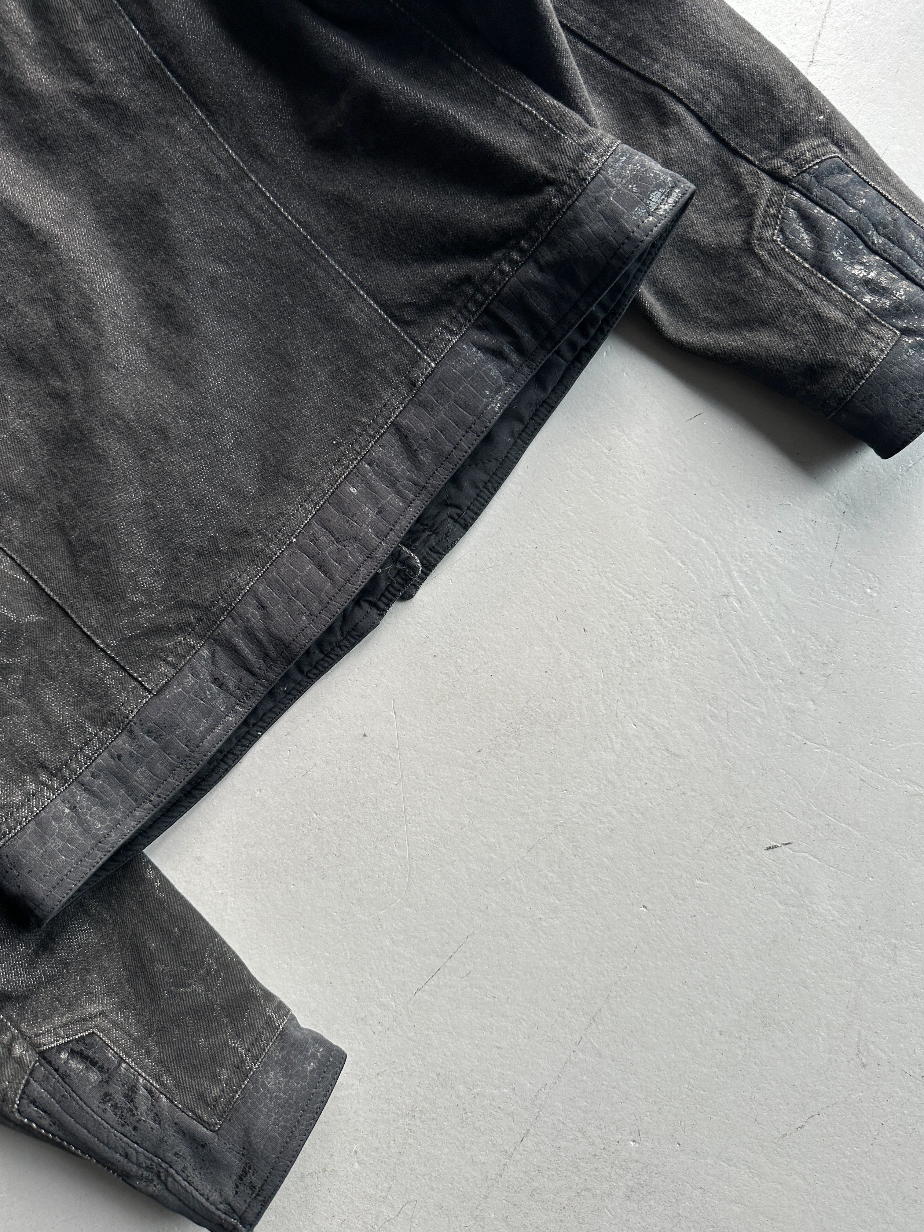 MOSCHINO - 1980s COLLARLESS CROP FIT PADDED DENIM JACKET