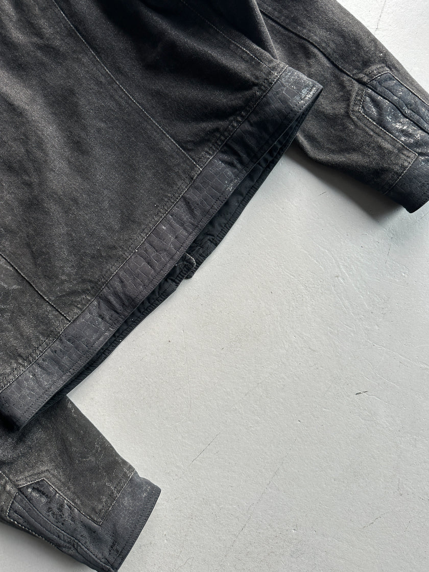 MOSCHINO - 1980s COLLARLESS CROP FIT PADDED DENIM JACKET