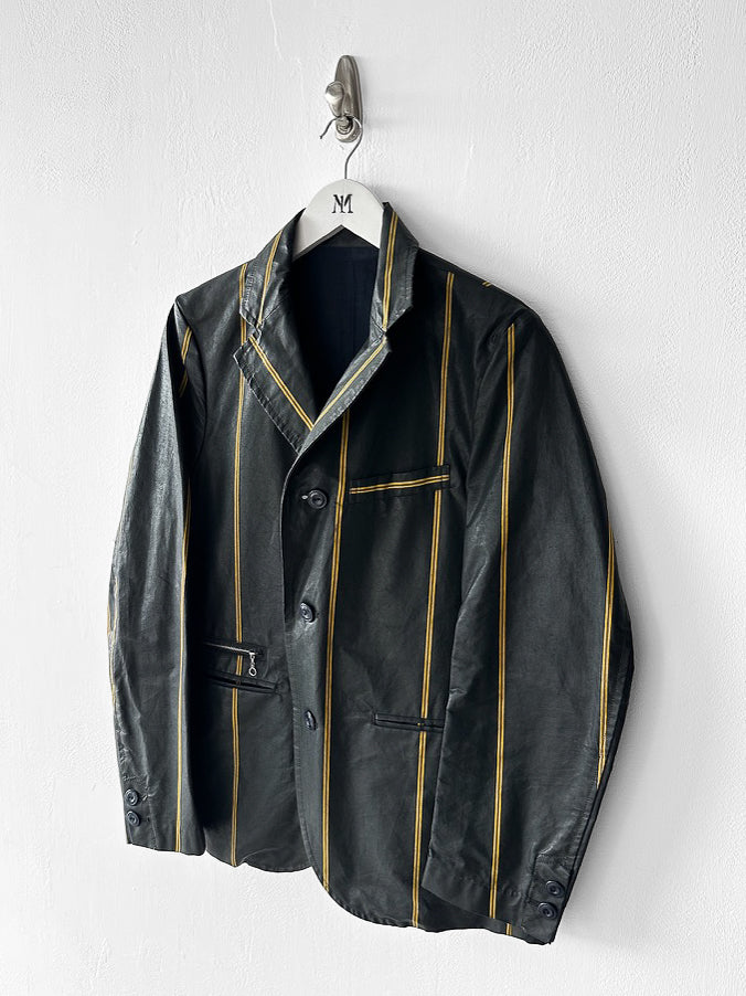 JAPANESE LABEL - 1990s COATED COTTON STRIPED BLAZER
