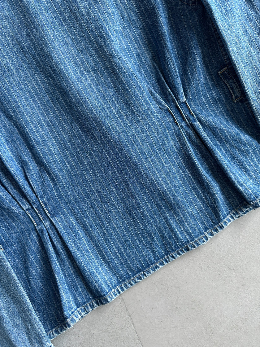 CLOSED - 1980S ASYMMETRICAL CLOSURE PINSTRIPED DENIM JACKET