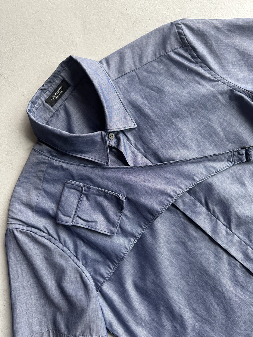 NEIL BARRETT - 2000s BONDAGE HALF SLEEVE SHIRT