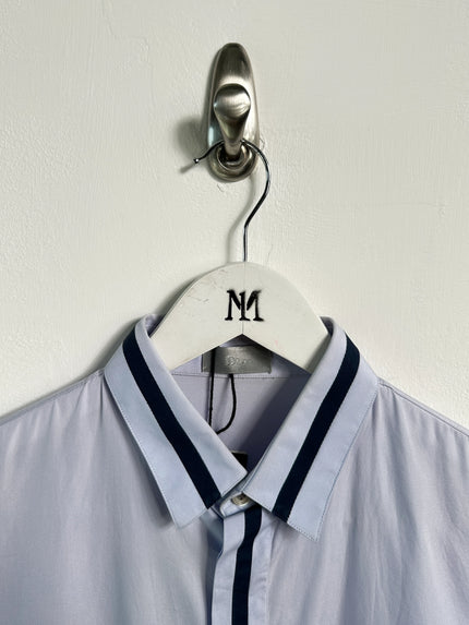 DIOR - late 2010s LONG SLEEVE SHIRT WITH CONTRAST STRIPE DETAILING AT FRONT AND COLLAR