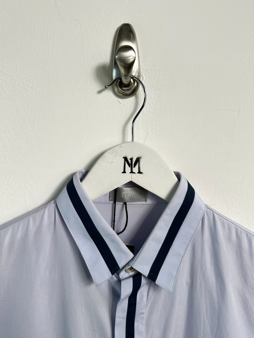 DIOR - late 2010s LONG SLEEVE SHIRT WITH CONTRAST STRIPE DETAILING AT FRONT AND COLLAR