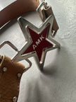 ANDREW MACKENZIE - 2000s STAR BUCKLE LOGO LEATHER BELT