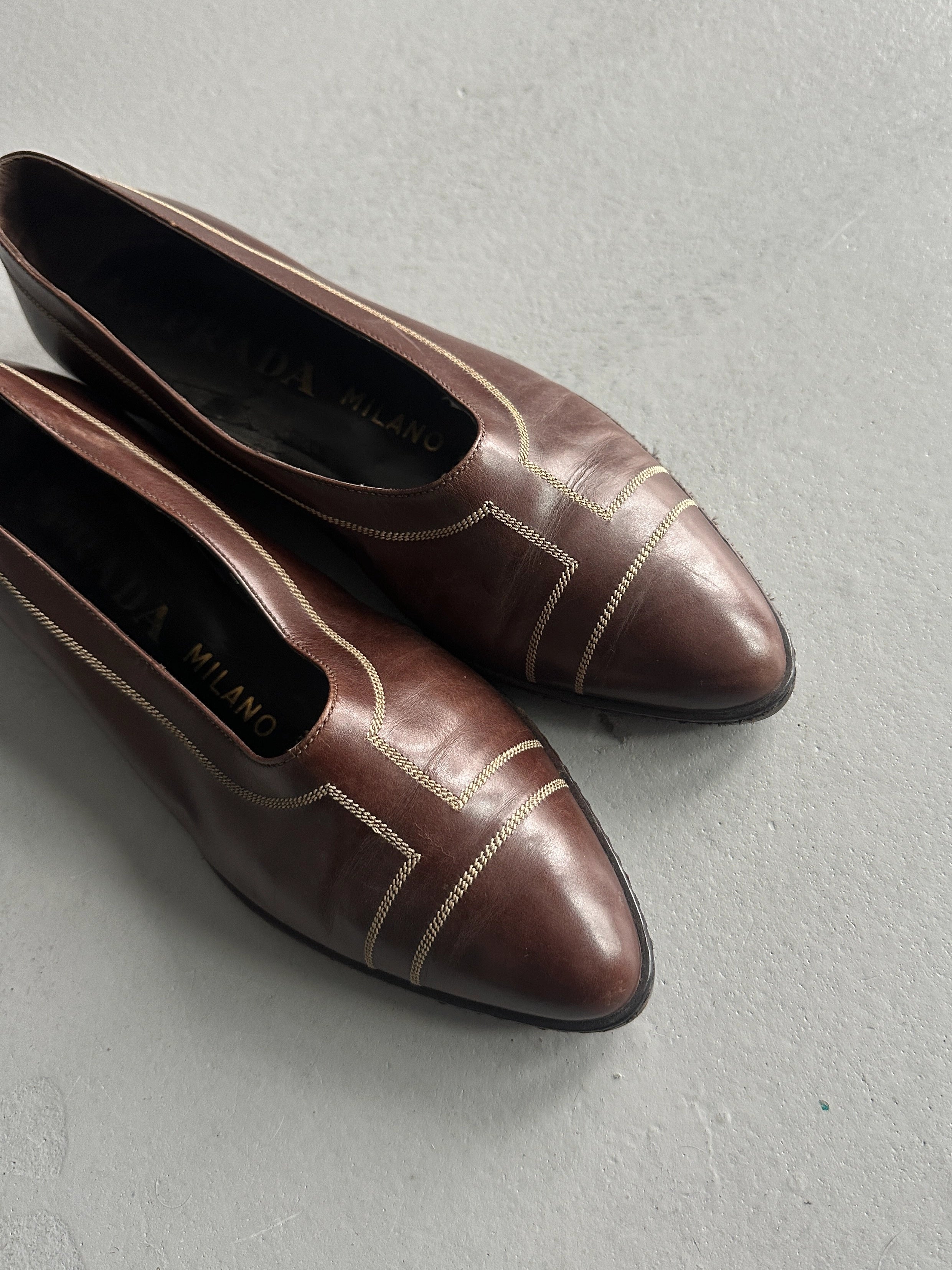 PRADA - 1990s V CUT LOAFERS