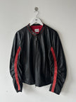 ARMANI COLLEZIONI - 1990s BIKER LEATHER JACKET WITH CURVED SLEEVE