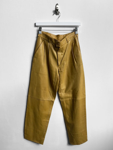 GIANNI VERSACE - 1980s LEATHER TROUSERS WITH FRONT PLEATS