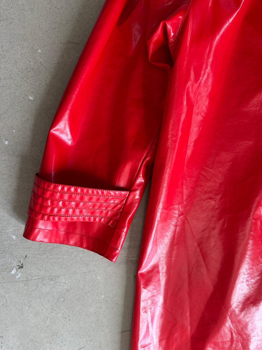 1980s DOUBLE BREASTED PVC TRENCH COAT