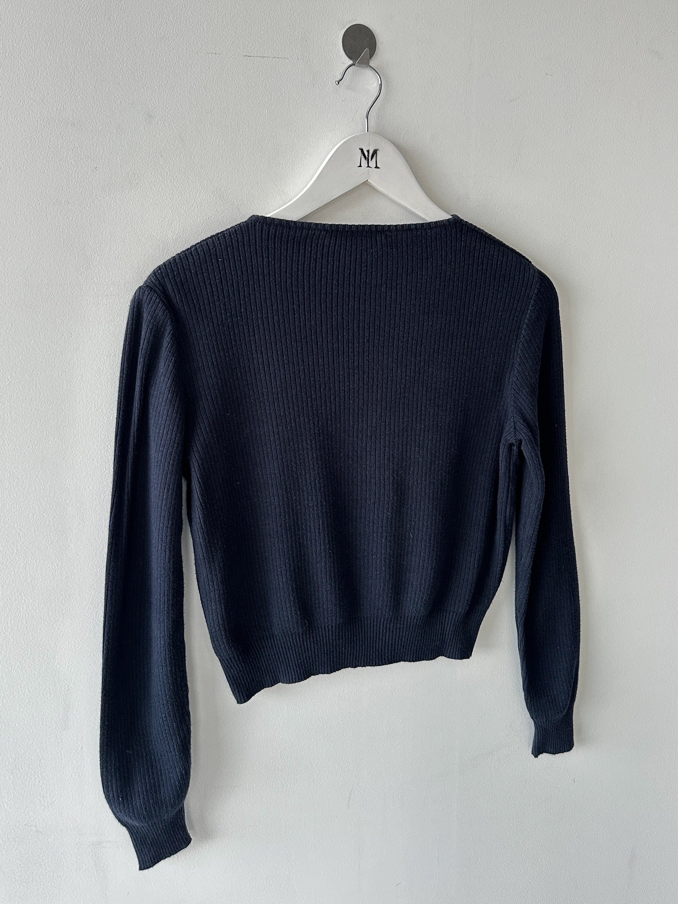 EMPORIO ARMANI - 1980s OPEN SLIT FRONT CROP FIT LONG SLEEVE TOP