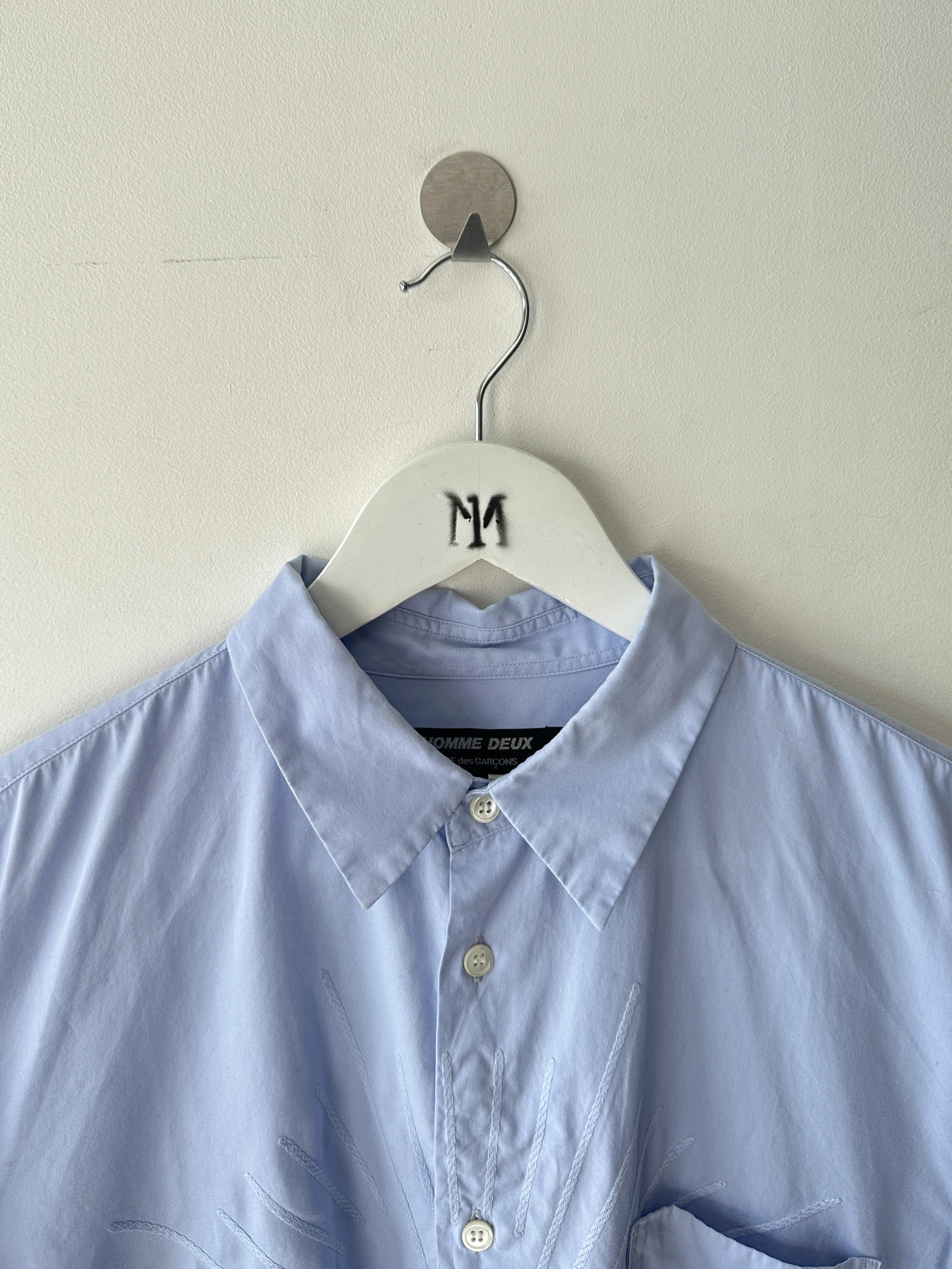 COMME DES GARÇONS - 2000s LONG SLEEVE SHIRT WITH TONAL EMBROIDERED DETAILS AT FRONT