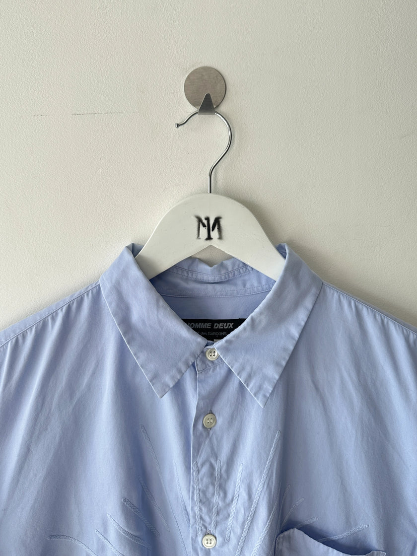 COMME DES GARÇONS - 2000s LONG SLEEVE SHIRT WITH TONAL EMBROIDERED DETAILS AT FRONT
