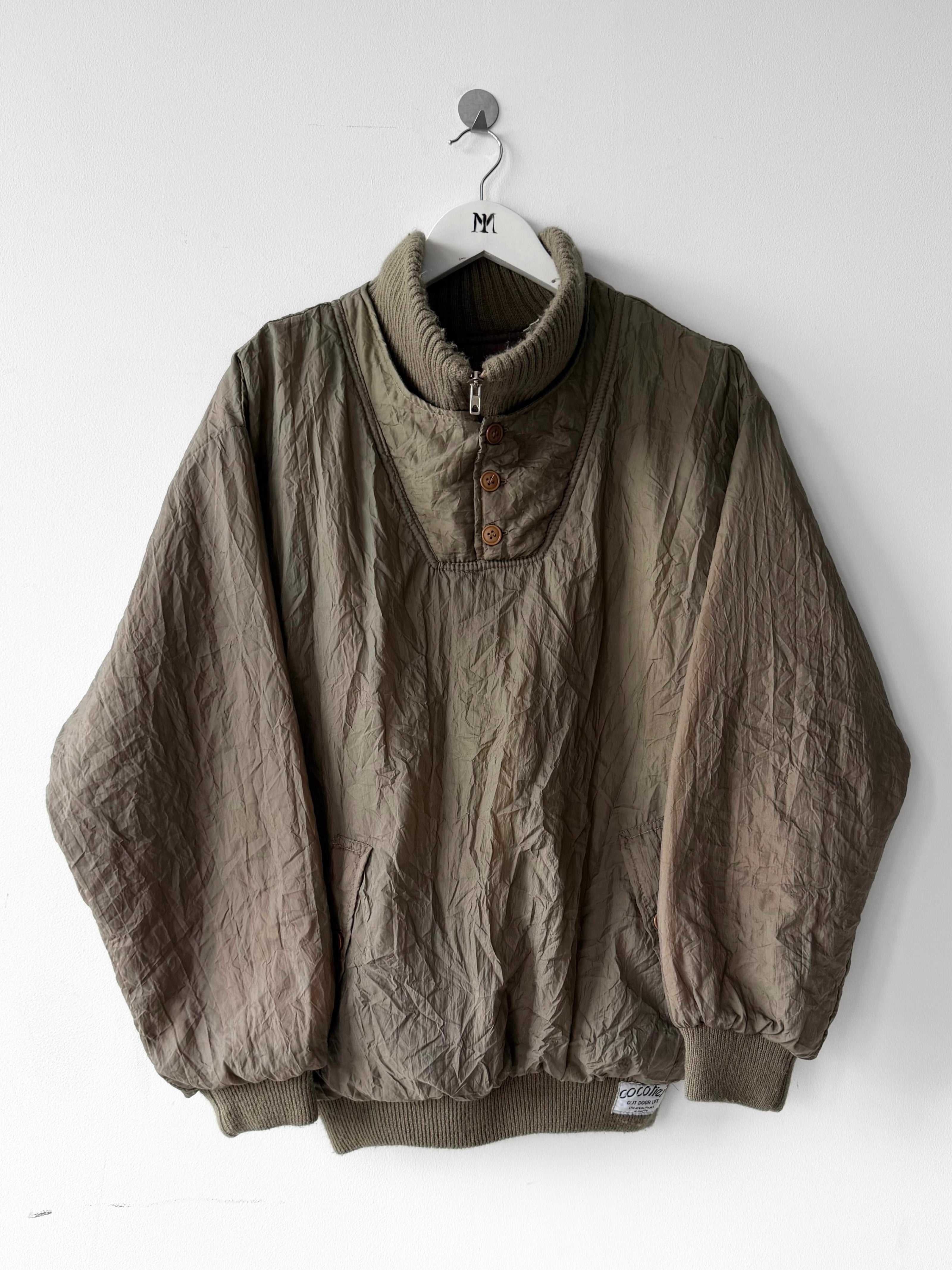 1980s BOXY FIT NYLON JUMPER WITH KNITTED FUNNEL NECK