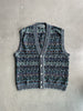 1980s JACQUARD PRINT KNIT VEST CARDIGAN