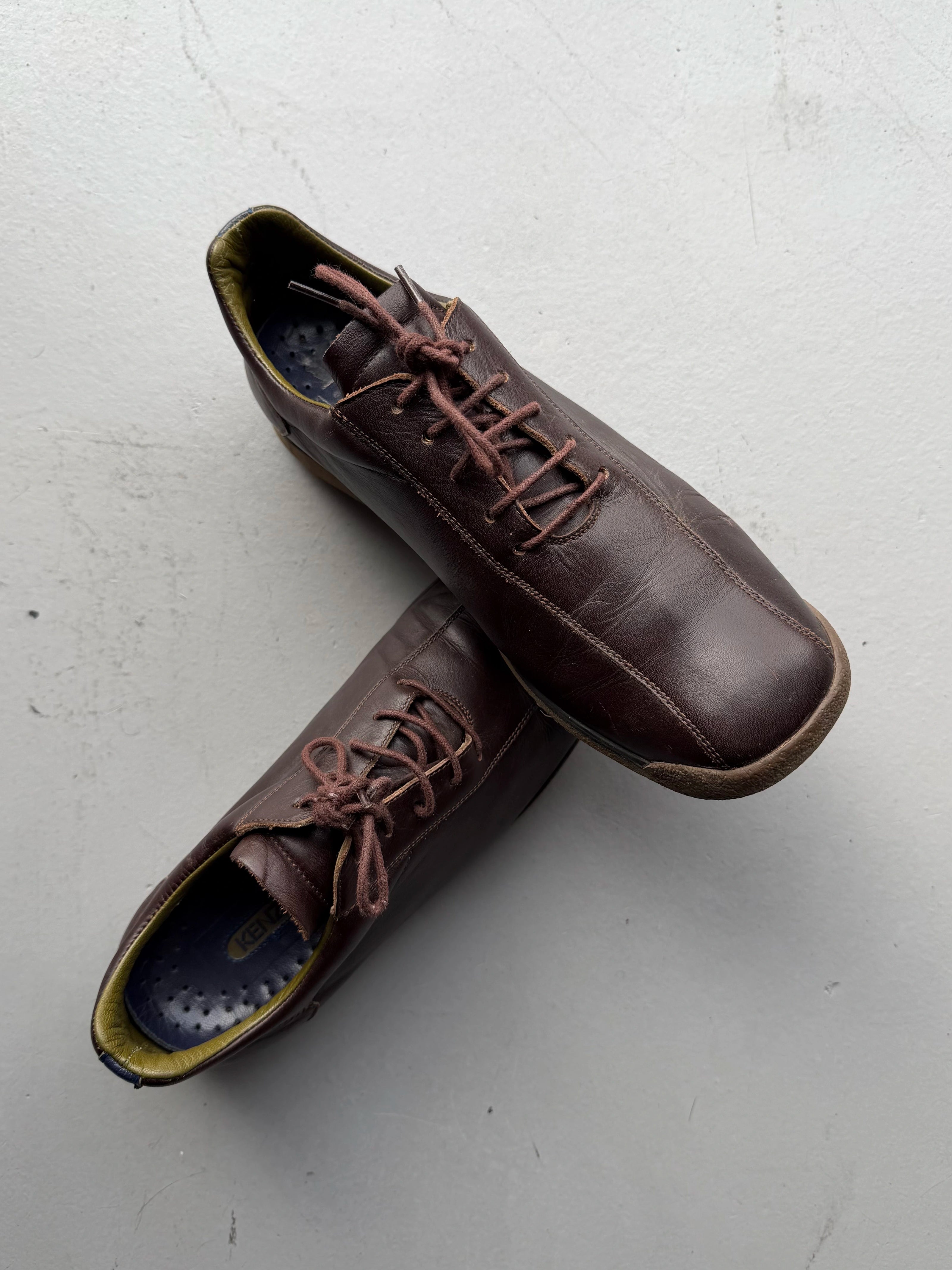 KENZO - 1990s SQUARE TOE LEATHER TRAINERS