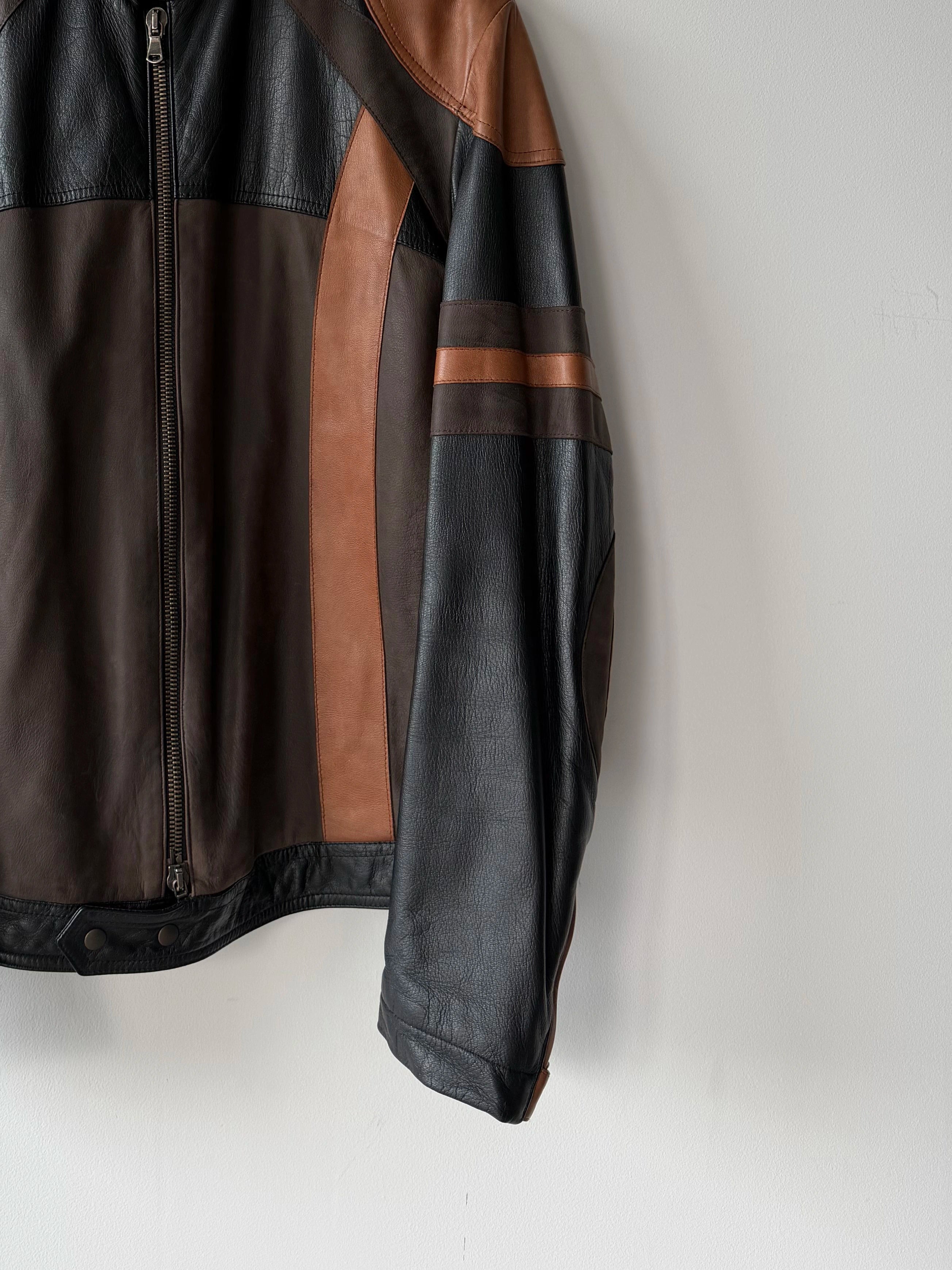 ANTONIO MARRAS - early 2000s PANELED LEATHER BIKER JACKET