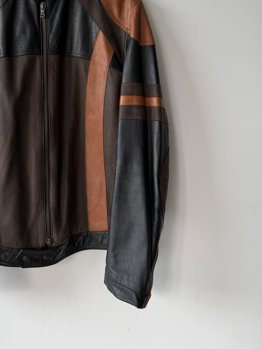 ANTONIO MARRAS - early 2000s PANELED LEATHER BIKER JACKET