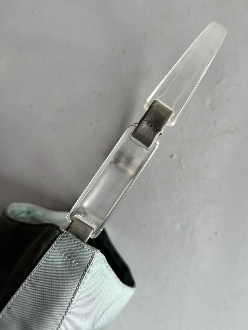 PRADA - S/S 1998 PLEXI HANDLE NYLON SHOULDER BAG