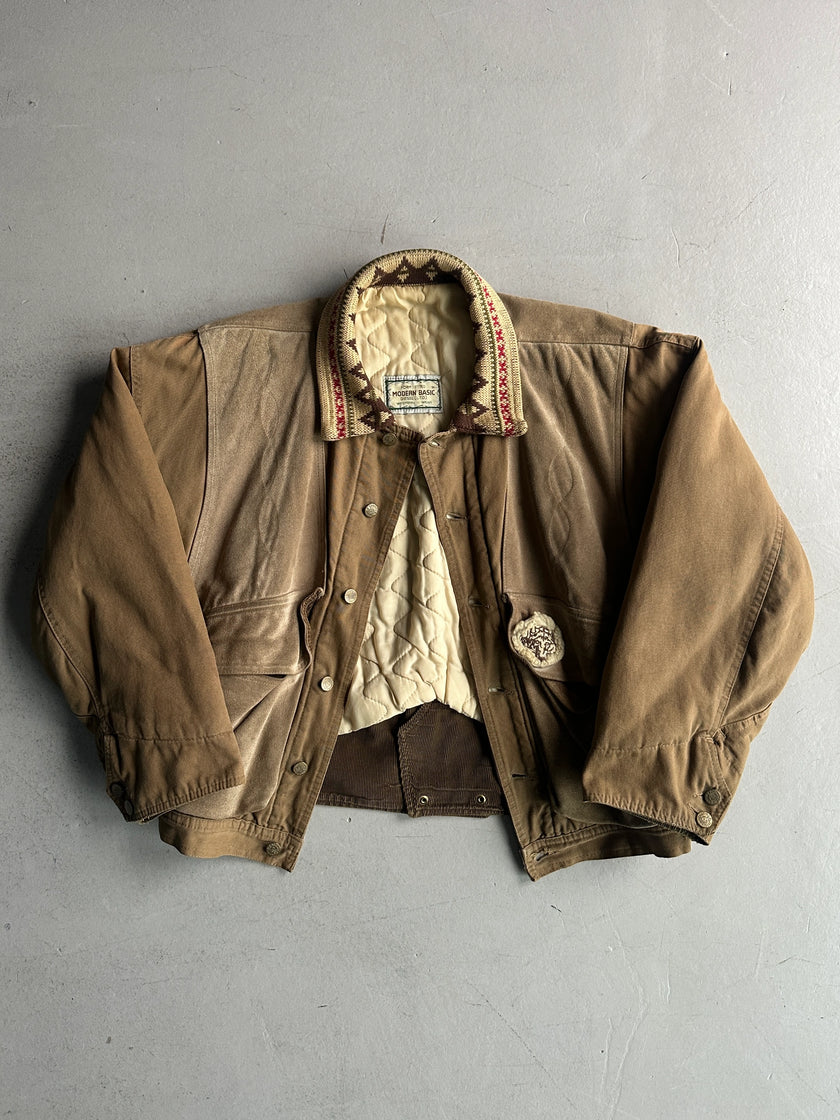 DIESEL - 1980s BOMBER JACKET WITH LAYERED SUEDE PANEL FRONT