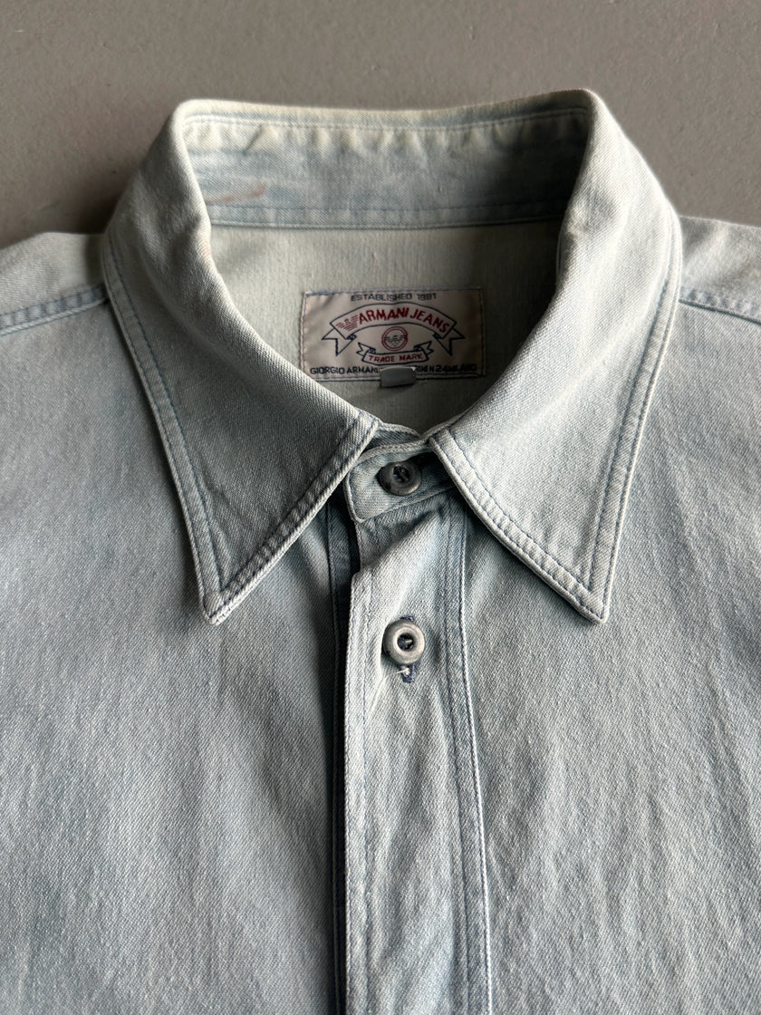 ARMANI JEANS - 1990s HALF SLEEVE DENIM SHIRT