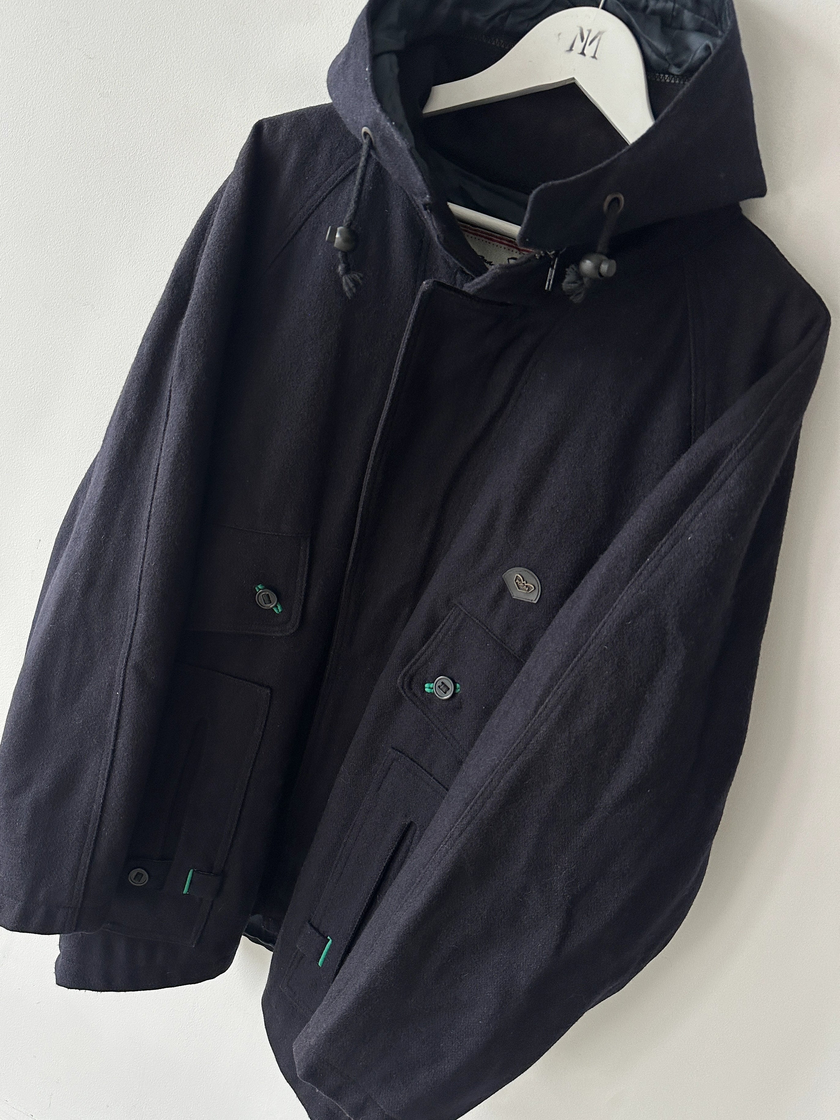 ITALIAN LABEL 1980s WOOL JACKET WITH REMOVABLE ZIPPED HOOD