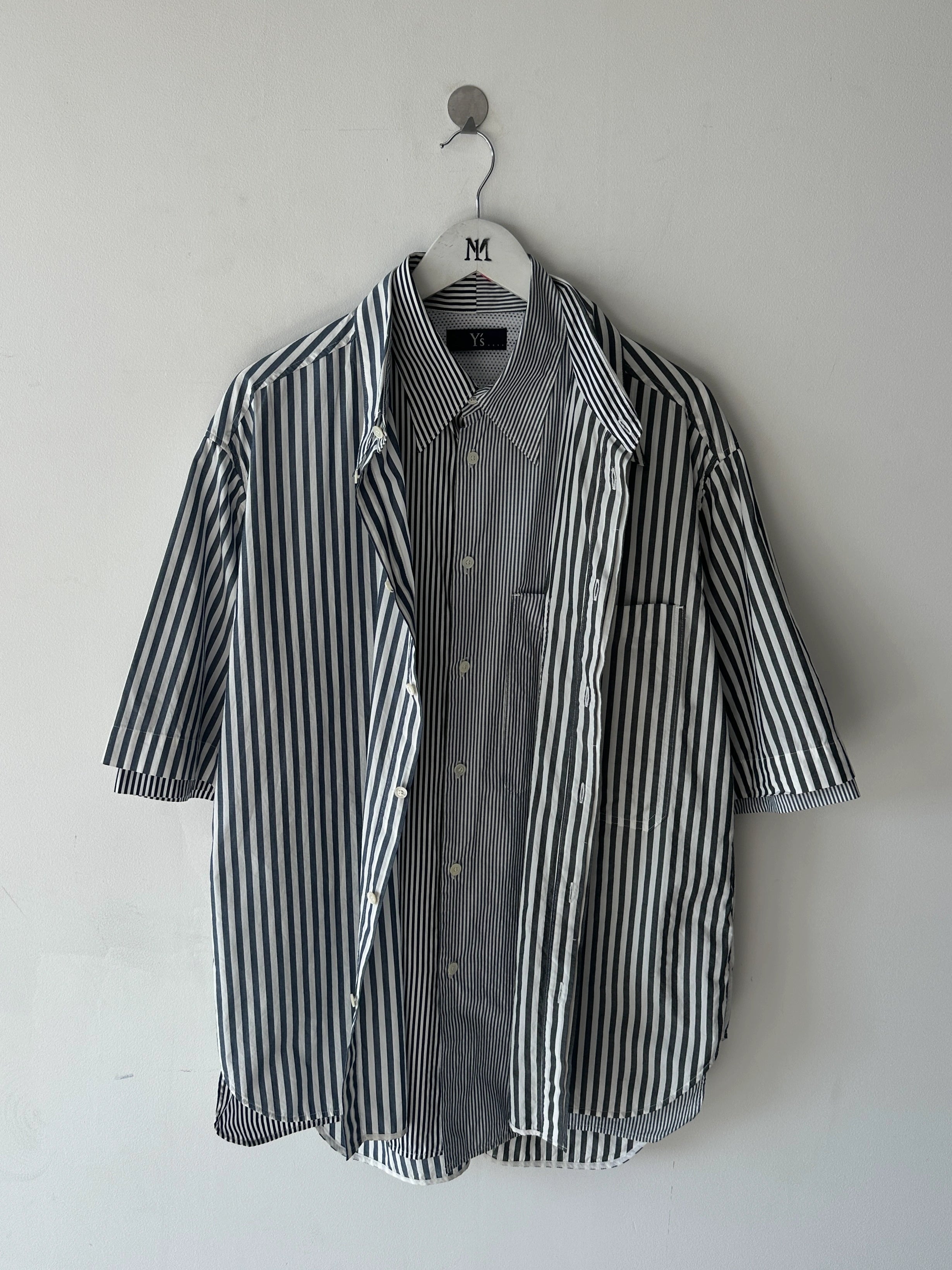YOHJI YAMAMOTO Y'S - late 2000s DOUBLE LAYER SHORT SLEEVE SHIRT