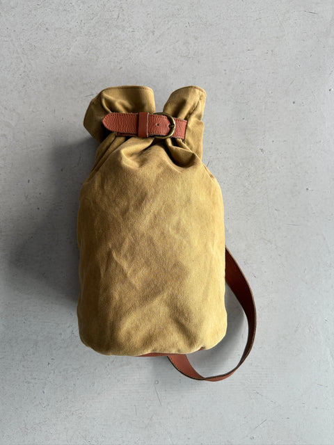 ITALIAN LABEL 1980s CANVAS DUFFLE BAG WITH CONTRASTING LEATHER STRAP