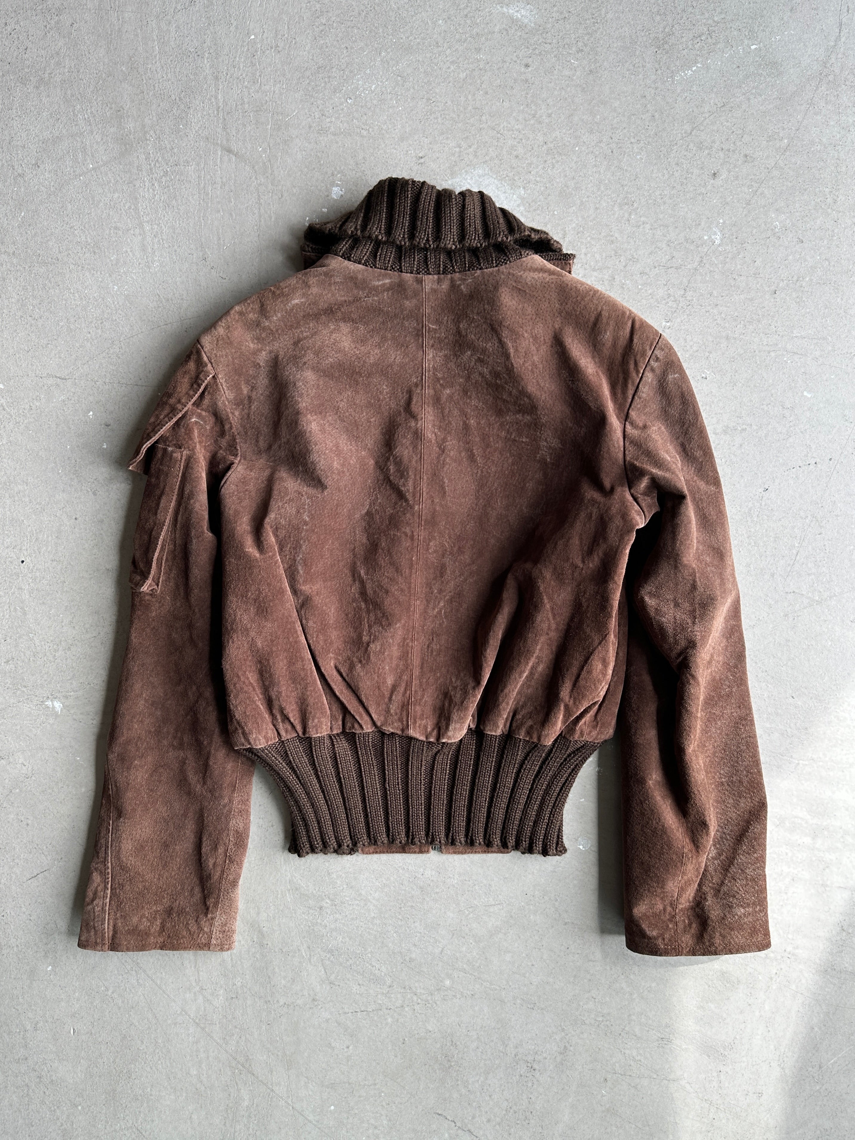 1990s SUEDE JACKET WITH KNITTED DETAILS