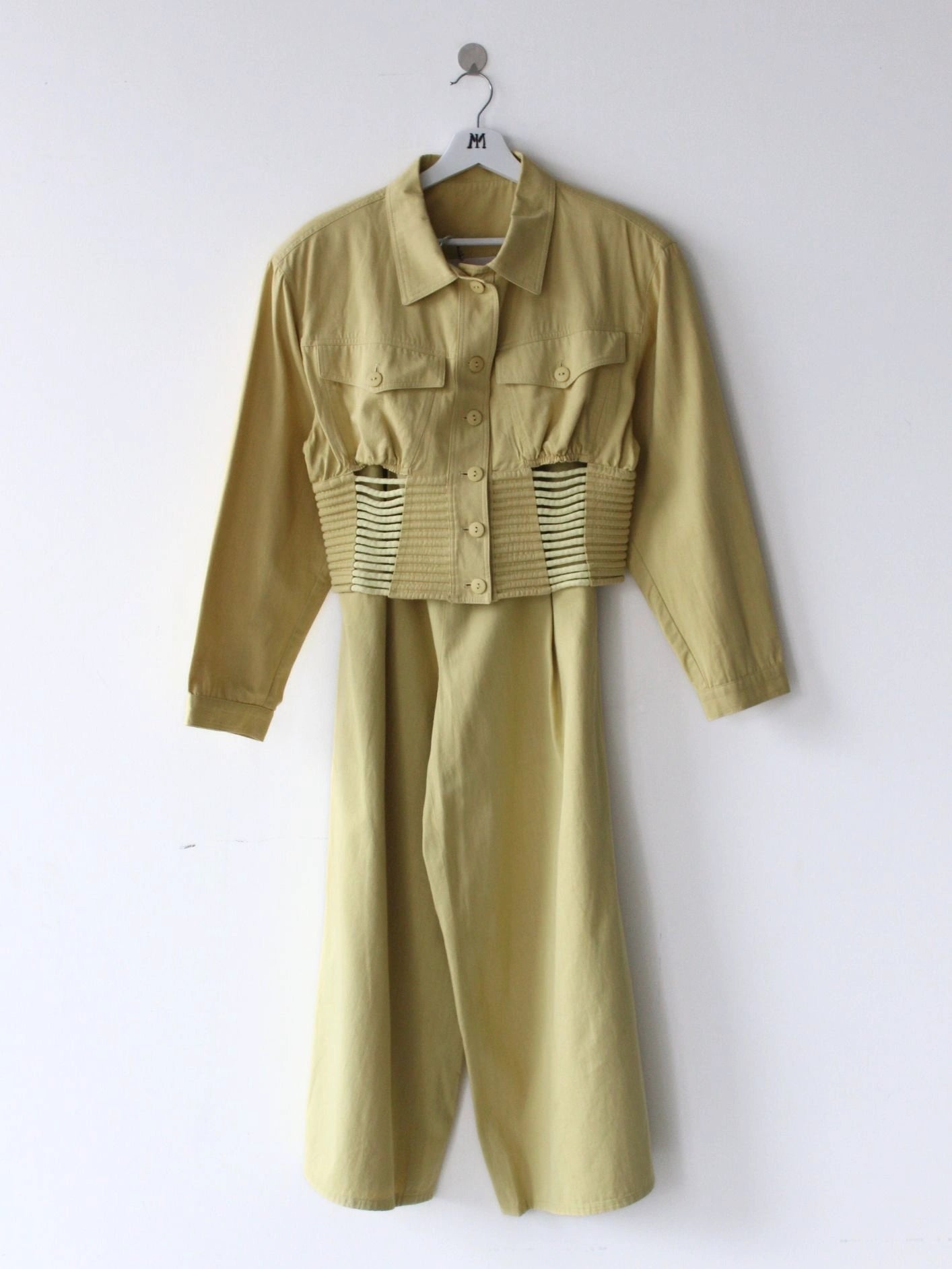 CALUGI E GIANNELLI 1980s MATCHING SET CROP FIT JACKET AND  PLEATED FRONT TROUSERS