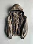 ITALIAN LABEL 1980s LAYERED LEATHER JACKET WITH REMOVABLE HOOD PANEL