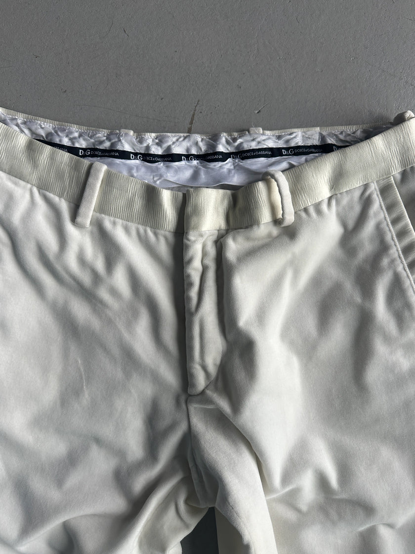 DOLCE & GABBANA - early 2000s STRAIGHT FIT TROUSERS WITH SILK BAND AT WAIST