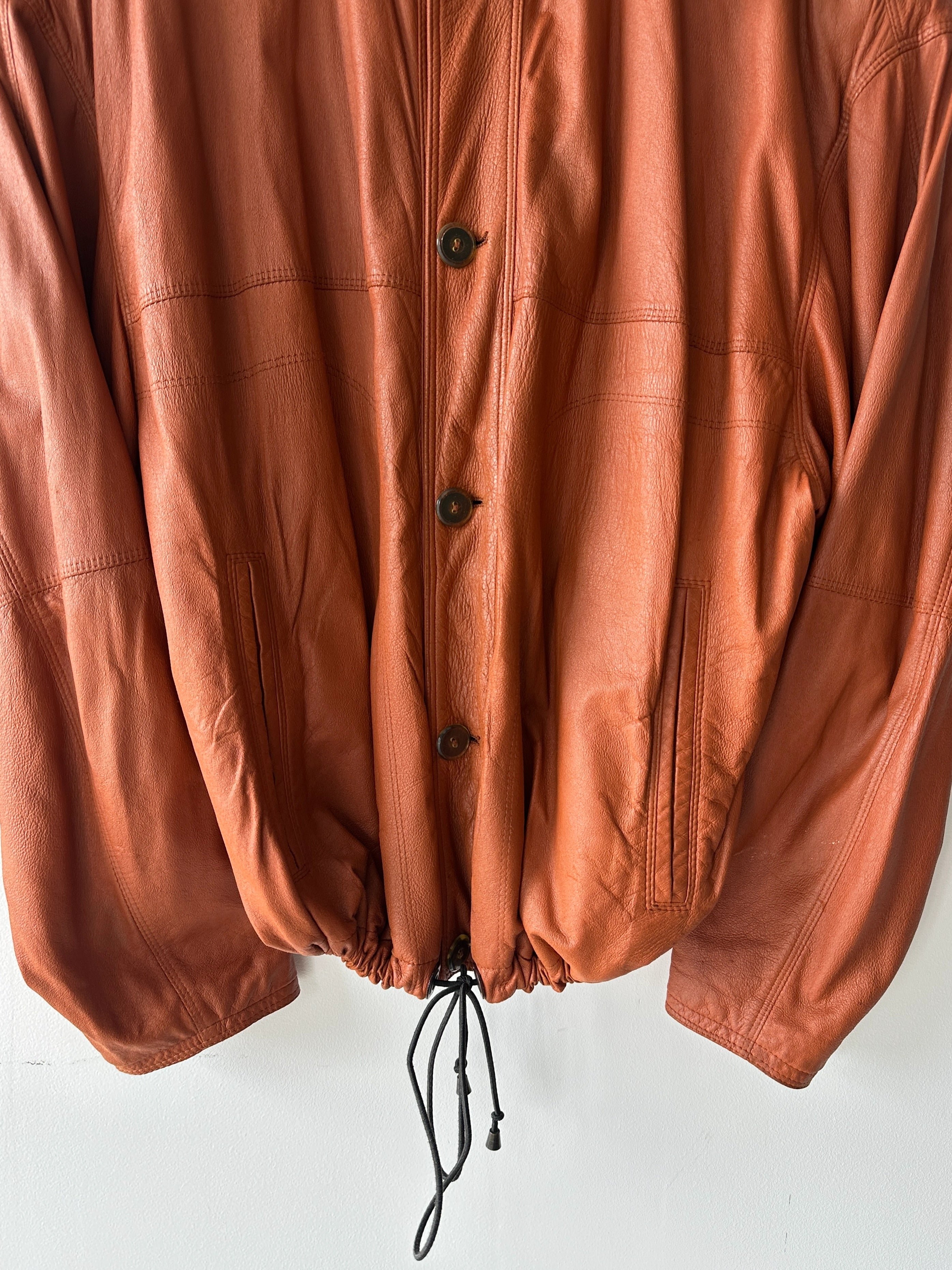LA MATTA - 1980s SOFT LEATHER JACKET WITH DRAWSTRING HEM