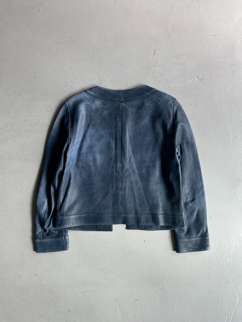 CHLOÉ - 2000s CROPPED FIT DISTRESSED LEATHER JACKET