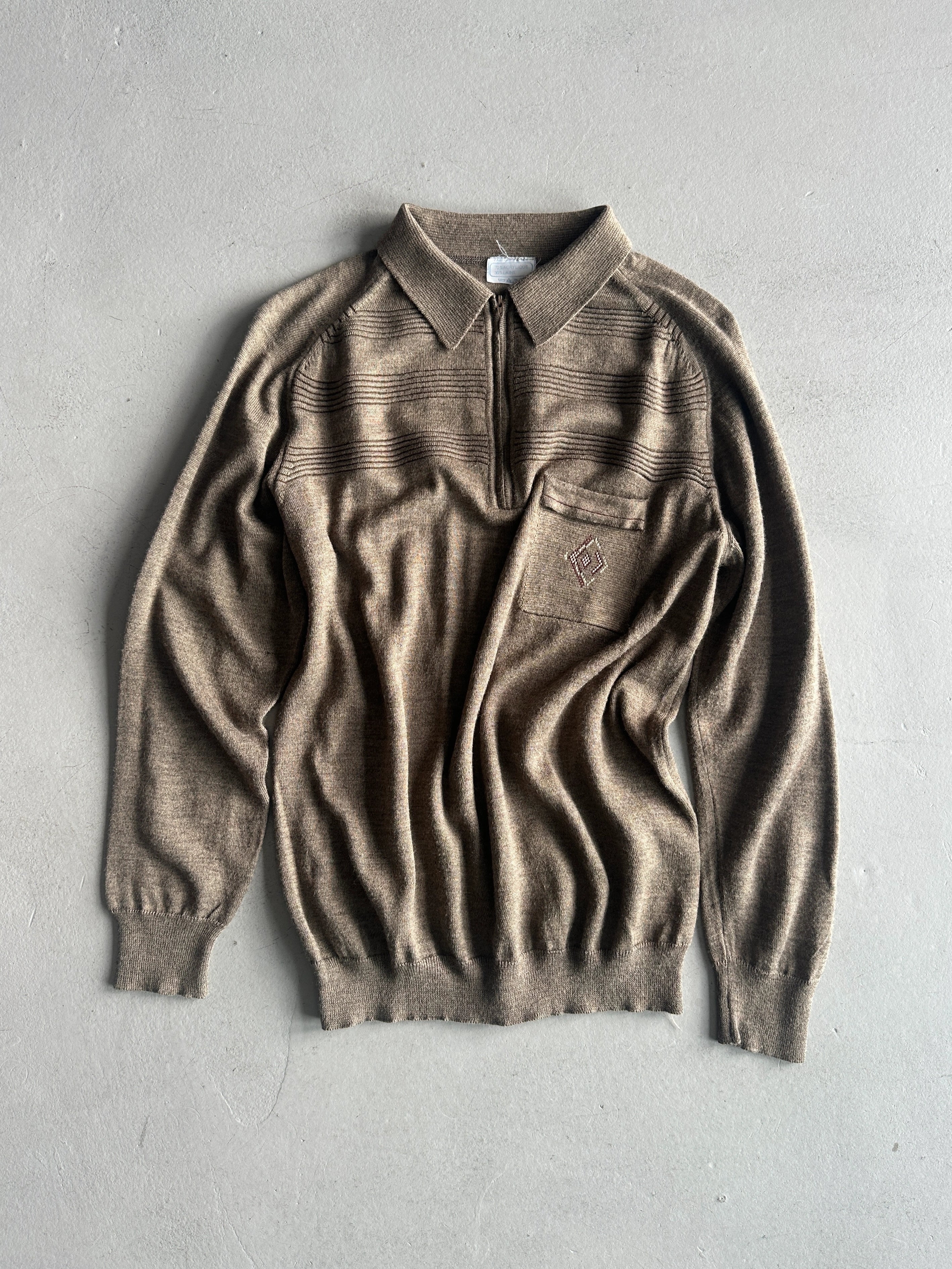 1980s LONG SLEEVE POLO KNIT TOP