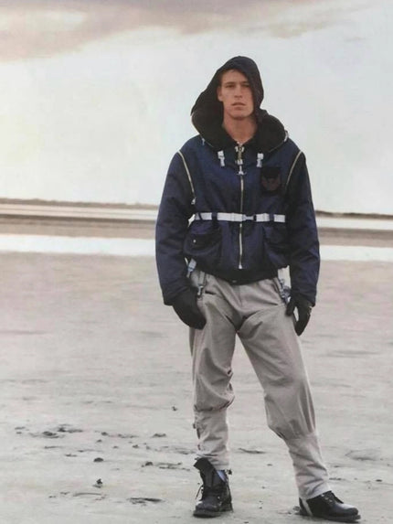 ARMANI JEANS F/W 1993 2 IN 1 BONDAGE DENIM JACKET GILET